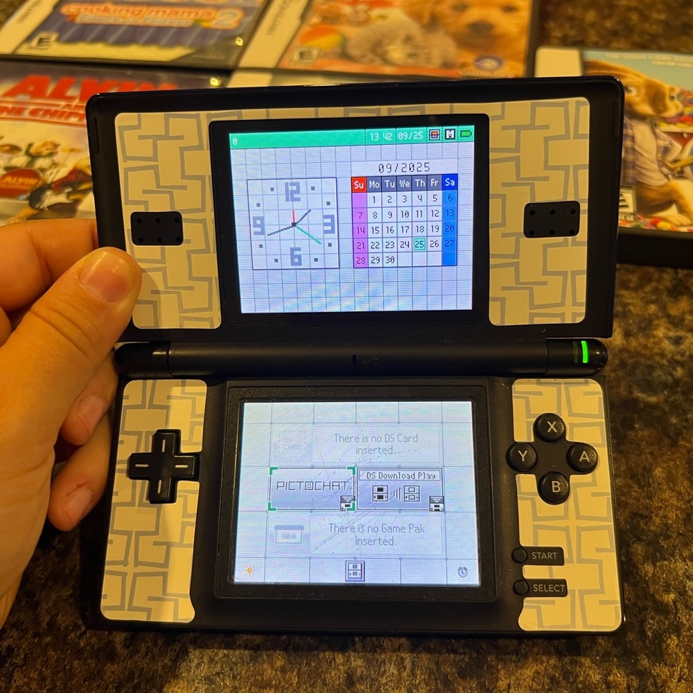 Nintendo DS Lite Black and Patterned Console